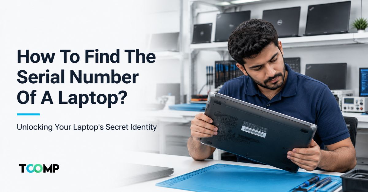 How to find a laptop serial number by checking the label on the bottom of an HP laptop
