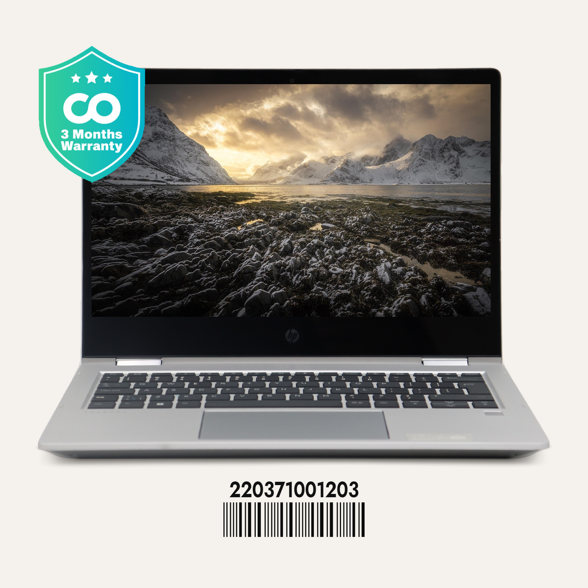 HP PROBOOK X360 435 G8 Serial No.: 220371001203 front view