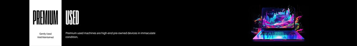 A promotional banner with a black background featuring a small white 'PREMIUM' label on the left, descriptive text in the center, and a colorful illuminated gaming setup on the right.